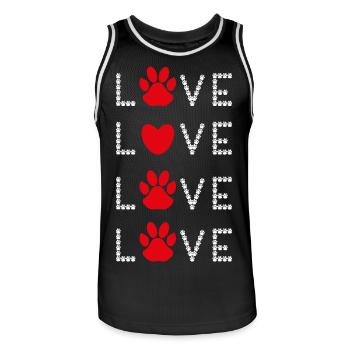 Love Hundepfoten mit rotem Herz und viel Liebe. - Männer Basketball-Trikot - Schwarz/Weiß - Vorne - AI Model Male 185 dark (185cm)