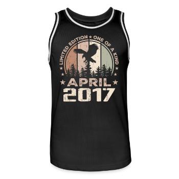 Incomparable since April 2017, 7th Anniversary - Men's Basketball Jersey - black/white - Front - AI Model Male 185 dark (185cm)
