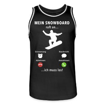 Mein Snowboard ruft an - ich muss los - Spruch - Männer Basketball-Trikot - Schwarz/Weiß - Vorne - AI Model Male 185 dark (185cm)