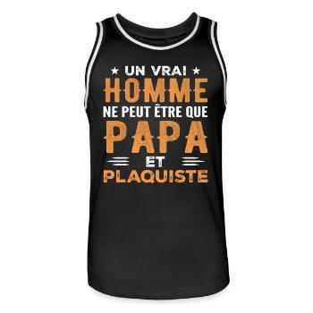 A Real Man Is Only Dad and Plasterer - Men's Basketball Jersey - black/white - Front - AI Model Male 185 dark (185cm)
