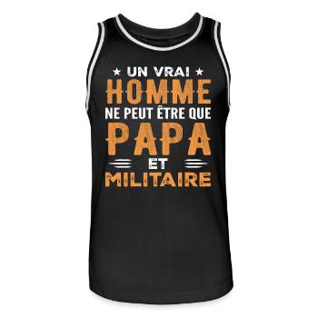 Ein richtiger Mann ist nur ein Vater und ein Militär - Männer Basketball-Trikot - Schwarz/Weiß - Vorne - AI Model Male 185 dark (185cm)