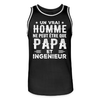 Ein echter Mann ist nur ein Vater und ein Ingenieur - Männer Basketball-Trikot - Schwarz/Weiß - Vorne - AI Model Male 185 dark (185cm)