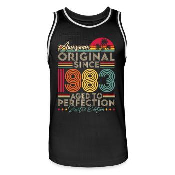 1983 Vintage Original Retro Geburtstagsgeschenk - Männer Basketball-Trikot - Schwarz/Weiß - Vorne - AI Model Male 185 dark (185cm)