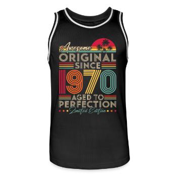 1970 Vintage Original Retro Geburtstagsgeschenk - Männer Basketball-Trikot - Schwarz/Weiß - Vorne - AI Model Male 185 dark (185cm)