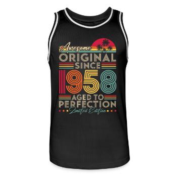 1958 Vintage Original Retro Birthday Gift - Men's Basketball Jersey - black/white - Front - AI Model Male 185 dark (185cm)