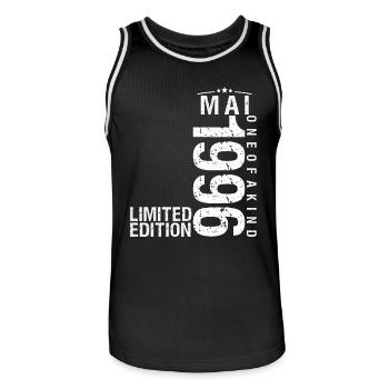 May 1996 May Anniversary May 1996 - Men's Basketball Jersey - black/white - Front - AI Model Male 185 dark (185cm)
