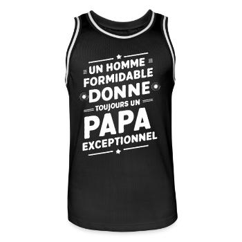 Belle idée cadeau fete des pères anniversaire papa - Maillot de basket Homme - noir/blanc - Devant - AI Model Male 185 dark (185cm)