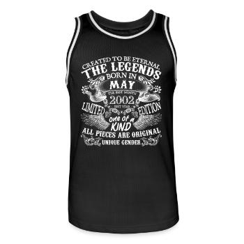 May 2002 Birthday 2002 May Best New Year - Men's Basketball Jersey - black/white - Front - AI Model Male 185 dark (185cm)