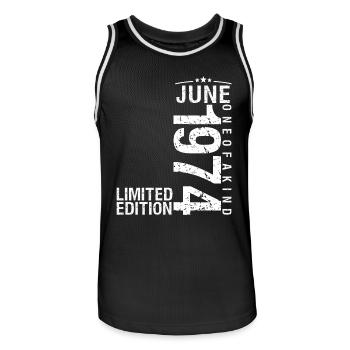 Juin 1974 Juin anniversaire Juin 1974 - Maillot de basket Homme - noir/blanc - Devant - AI Model Male 185 dark (185cm)
