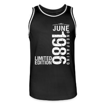 Juin 1986 Juin anniversaire Juin 1986 - Maillot de basket Homme - noir/blanc - Devant - AI Model Male 185 dark (185cm)