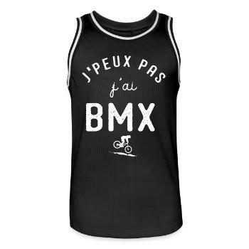 BMX Je peux pas j ai escalade bmx vélo sport - Maillot de basket Homme - noir/blanc - Devant - AI Model Male 185 dark (185cm)