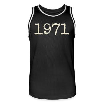 1971 Birthday Gift - Awesome since 1971 - Men's Basketball Jersey - black/white - Front - AI Model Male 185 dark (185cm)