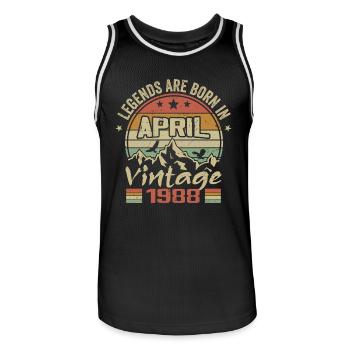 Né En Avril 1988 Vintage - Cadeau Avril 1988 - Maillot de basket Homme - noir/blanc - Devant - AI Model Male 185 dark (185cm)