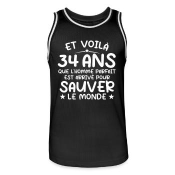 34 years old Gift 34 years Original Gift Men 34 years old - Men's Basketball Jersey - black/white - Front - AI Model Male 185 dark (185cm)