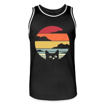 Cat Funny Graphic - Men's Basketball Jersey - black/white - Front - AI Model Male 185 dark (185cm)