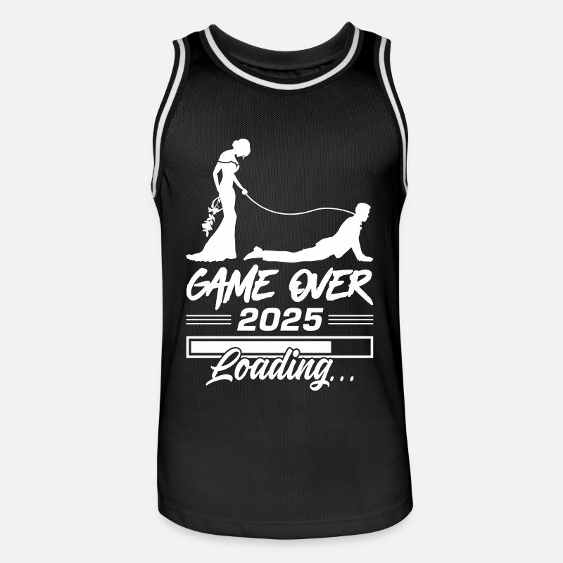 Hochzeit Loading 2025 Game Over - Männer Basketball-Trikot - Schwarz/Weiß