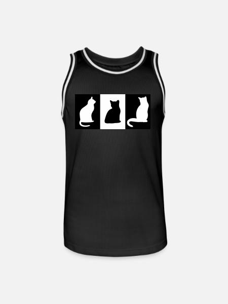 DZ0004 Cat Tile Cat Statue - Men's Basketball Jersey - black/white