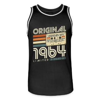 Original 1964 Vintage Vintage Rétro Anniversaire - Maillot de basket Homme - noir/blanc - Devant - AI Model Male 185 dark (185cm)