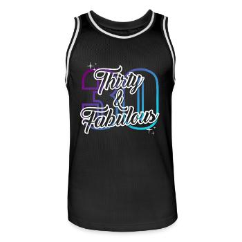 30e anniversaire cadeau d’anniversaire citation 30 ans - Maillot de basket Homme - noir/blanc - Devant - AI Model Male 185 dark (185cm)