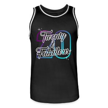 20e anniversaire cadeau d’anniversaire citation 20 ans - Maillot de basket Homme - noir/blanc - Devant - AI Model Male 185 dark (185cm)