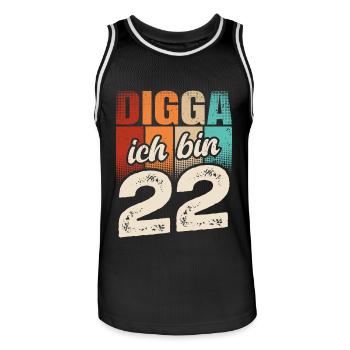 Digga Ich Bin 22 Jahre 22. Geburtstag - Männer Basketball-Trikot - Schwarz/Weiß - Vorne - AI Model Male 185 dark (185cm)