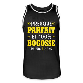 90 ans Parfait bogosse 90 ans anniversaire - Maillot de basket Homme - noir/blanc - Devant - AI Model Male 185 dark (185cm)