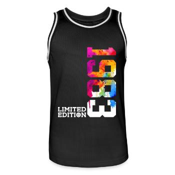 43RD BIRTHDAY LIMITED EDITION 1983 - Men's Basketball Jersey - black/white - Front - AI Model Male 185 dark (185cm)