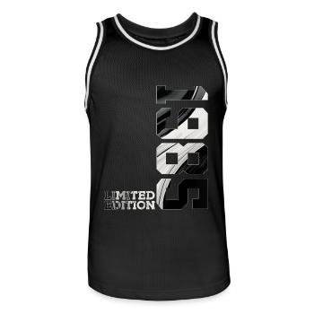LIMITED EDITION 1985 41ST BIRTHDAY - Men's Basketball Jersey - black/white - Front - AI Model Male 185 dark (185cm)