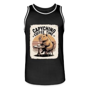 Capychino Coffee Time - Men's Basketball Jersey - black/white - Front - AI Model Male 185 dark (185cm)