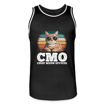 Funny Tabby Cat Chief Meow Officer - Men's Basketball Jersey - black/white - Front - AI Model Male 185 dark (185cm)