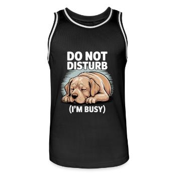 Golden Labrador Do Not Disturb Im Busy - Men's Basketball Jersey - black/white - Front - AI Model Male 185 dark (185cm)