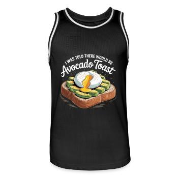 Où est le toast à l’avocat - Maillot de basket Homme - noir/blanc - Devant - AI Model Male 185 dark (185cm)
