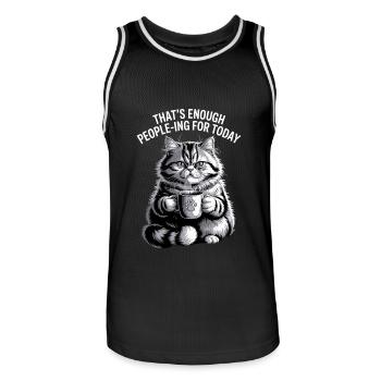 Funny Cat Thats Enough People ing For Today - Men's Basketball Jersey - black/white - Front - AI Model Male 185 dark (185cm)