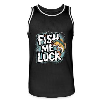 Funny Fishing Fish Me Luck - Men's Basketball Jersey - black/white - Front - AI Model Male 185 dark (185cm)