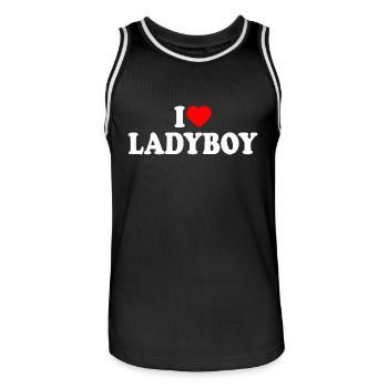 I love ladyboy - Men's Basketball Jersey - black/white - Front - AI Model Male 185 dark (185cm)