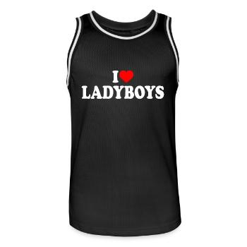 I love ladyboys - Men's Basketball Jersey - black/white - Front - AI Model Male 185 dark (185cm)