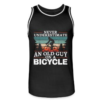 Never Underestimate An Old Man On A Bicycle Men - Men's Basketball Jersey - black/white - Front - AI Model Male 185 dark (185cm)