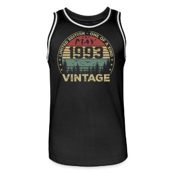 mai 1993 - may 1993 - Maillot de basket Homme - noir/blanc - Devant - AI Model Male 185 dark (185cm)