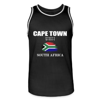 Cape Town Afrique du Sud Le Cap - Maillot de basket Homme - noir/blanc - Devant - AI Model Male 185 dark (185cm)
