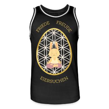 Friede Freude Eiersuchen - Yoga Osterhase - Männer Basketball-Trikot - Schwarz/Weiß - Vorne - AI Model Male 185 dark (185cm)