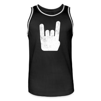 Pommesgabel Metal Hand Rock Metal Music - Men's Basketball Jersey - black/white - Front - AI Model Male 185 dark (185cm)