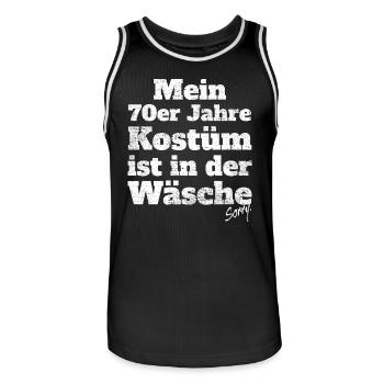 My 70s costume in the laundry motto party - Men's Basketball Jersey - black/white - Front - AI Model Male 185 dark (185cm)
