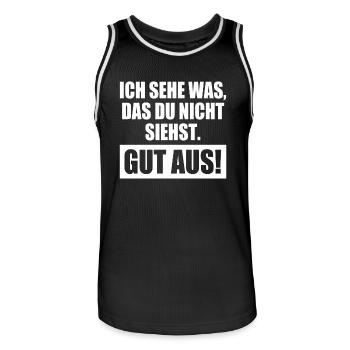 Ich Sehe Was Das Du Nicht Siehst Nämlich Gut Aus - Männer Basketball-Trikot - Schwarz/Weiß - Vorne - AI Model Male 185 dark (185cm)