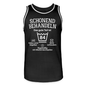 84. Geburtstag Schonend Behandeln 84 Teil Ist 84 - Männer Basketball-Trikot - Schwarz/Weiß - Vorne - AI Model Male 185 dark (185cm)