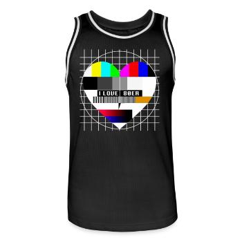 80er Jahre TV Testbild Herz Liebe I Love 80s Party - Männer Basketball-Trikot - Schwarz/Weiß - Vorne - AI Model Male 185 dark (185cm)