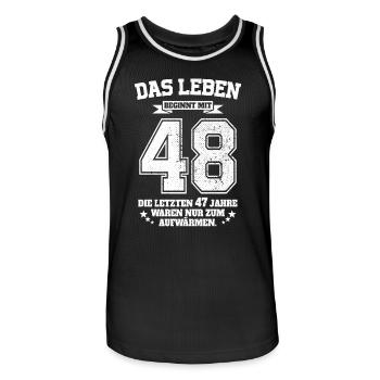 48. Geburtstag Geschenk Das Leben Beginnt Mit 48 - Männer Basketball-Trikot - Schwarz/Weiß - Vorne - AI Model Male 185 dark (185cm)