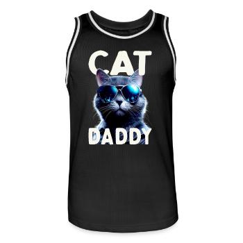 Cat Daddy Cats Père Chat Papa Papa Fête des pères Chat - Maillot de basket Homme - noir/blanc - Devant - AI Model Male 185 dark (185cm)