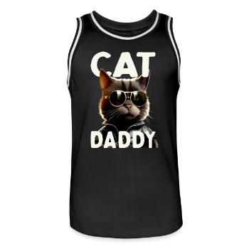 Cat Daddy Cats Père Chat Papa Papa Fête des pères Chat - Maillot de basket Homme - noir/blanc - Devant - AI Model Male 185 dark (185cm)