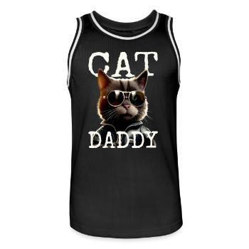 Cat Daddy Cats Père Chat Papa Papa Fête des pères Chat - Maillot de basket Homme - noir/blanc - Devant - AI Model Male 185 dark (185cm)