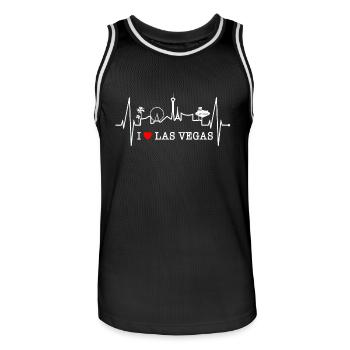 Las Vegas Skyline Heartbeat Nevada États-Unis Heart Love - Maillot de basket Homme - noir/blanc - Devant - AI Model Male 185 dark (185cm)